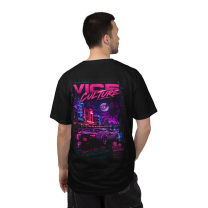 Vice Culture Oversized Neon Streetwear T-Shirt – Retro Cyberpunk City Back Print