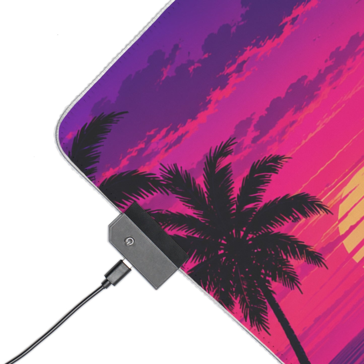 Vice City Sunset Retro Gaming Mouse Pad – Extended RGB Desk Mat, Synthwave Cyberpunk Supercar Aesthetics, Large Desk Pad