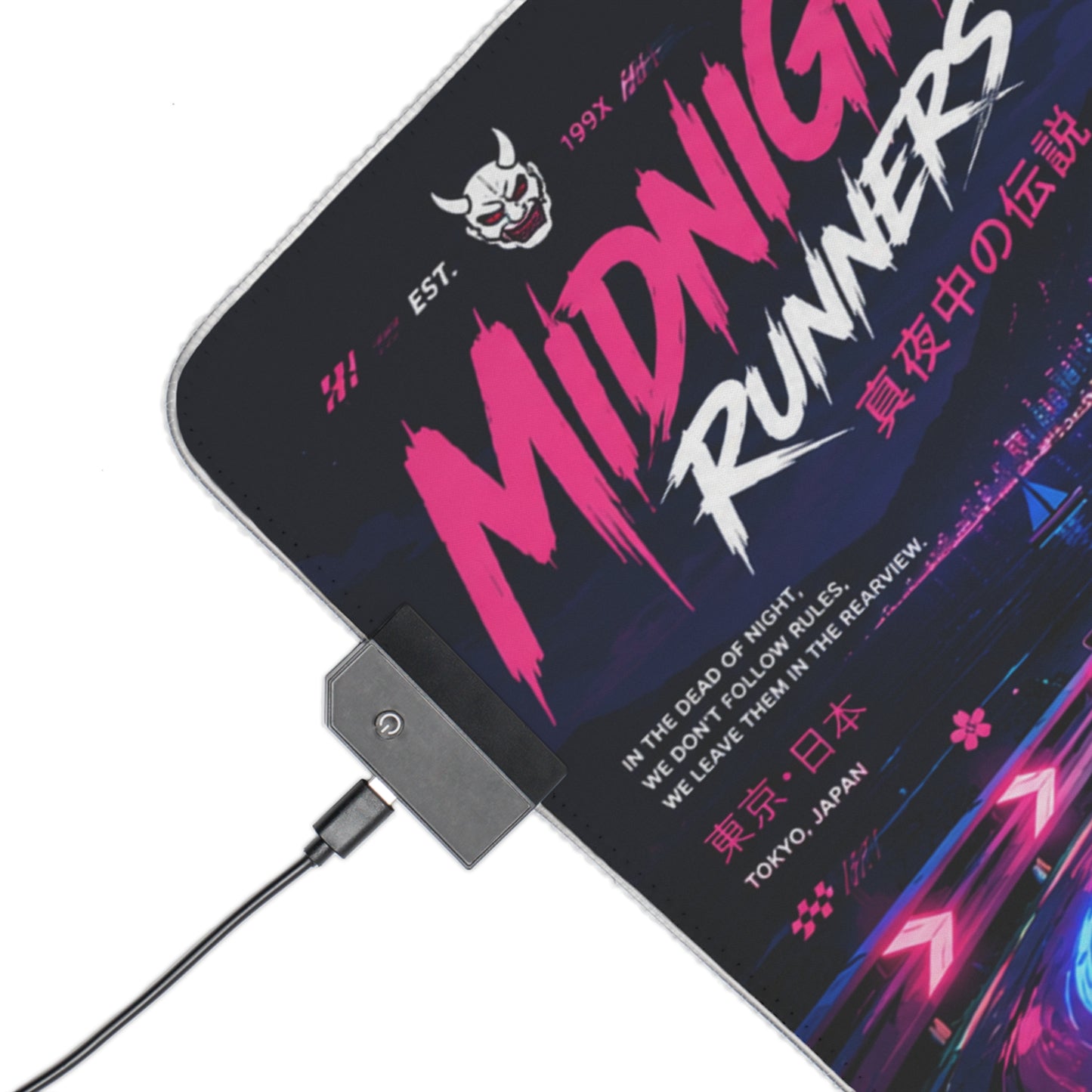 Retro Neon Racing LED Gaming Mouse Pad — "Midnight Runners" RGB Desk Mat