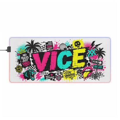 Vice City Streetwear Graffiti Gaming Mouse Pad – Extended RGB Desk Mat, Urban Street Art Gamer Setup, Cyberpunk Large Mousepad