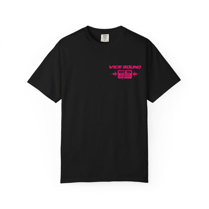 Vice Soundtrack Retro Streetwear T-Shirt – 80s Synthwave Boombox Graphic Tee, Cyberpunk Urban Apparel, Heavyweight Cotton Graphic Shirt