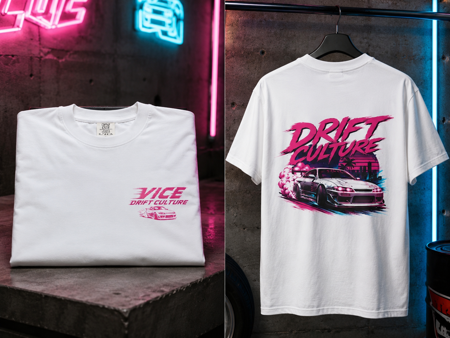 Drift Culture JDM Streetwear T-Shirt – 90s Retro Japanese Drift Car Graphic Tee, Cyberpunk Anime Urban Apparel, Heavyweight Cotton Shirt