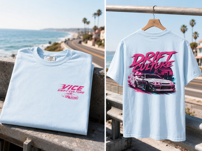 Drift Culture JDM Streetwear T-Shirt – 90s Retro Japanese Drift Car Graphic Tee, Cyberpunk Anime Urban Apparel, Heavyweight Cotton Shirt