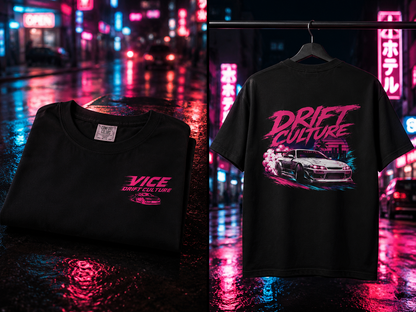 Drift Culture JDM Streetwear T-Shirt – 90s Retro Japanese Drift Car Graphic Tee, Cyberpunk Anime Urban Apparel, Heavyweight Cotton Shirt