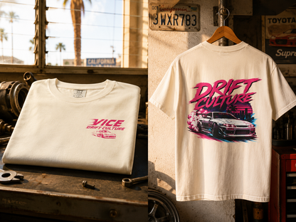 Drift Culture JDM Streetwear T-Shirt – 90s Retro Japanese Drift Car Graphic Tee, Cyberpunk Anime Urban Apparel, Heavyweight Cotton Shirt