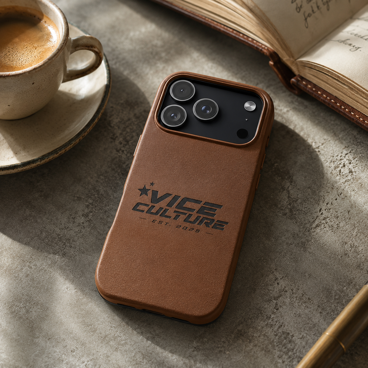 Vice Culture Premium Leather Phone Case – Minimalist JDM Streetwear Protective Smartphone Cover