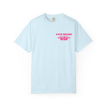 Vice Soundtrack Retro Streetwear T-Shirt – 80s Synthwave Boombox Graphic Tee, Cyberpunk Urban Apparel, Heavyweight Cotton Graphic Shirt