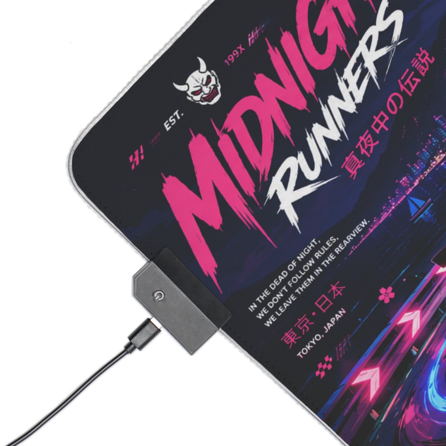 Retro Neon Racing LED Gaming Mouse Pad — "Midnight Runners" RGB Desk Mat