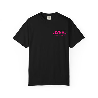 Vice Culture Oversized Neon Streetwear T-Shirt – Retro Cyberpunk City Back Print