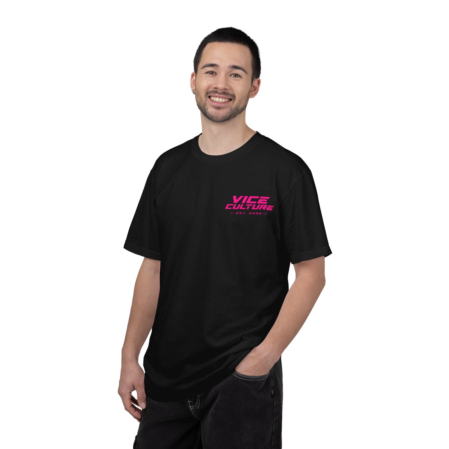 Vice Culture Oversized Neon Streetwear T-Shirt – Retro Cyberpunk City Back Print