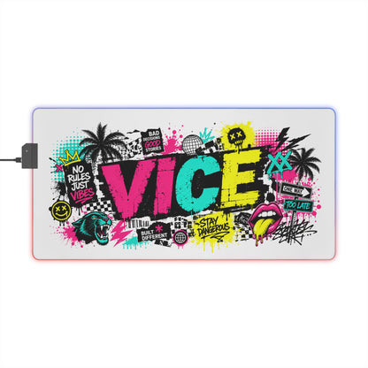 Vice City Streetwear Graffiti Gaming Mouse Pad – Extended RGB Desk Mat, Urban Street Art Gamer Setup, Cyberpunk Large Mousepad