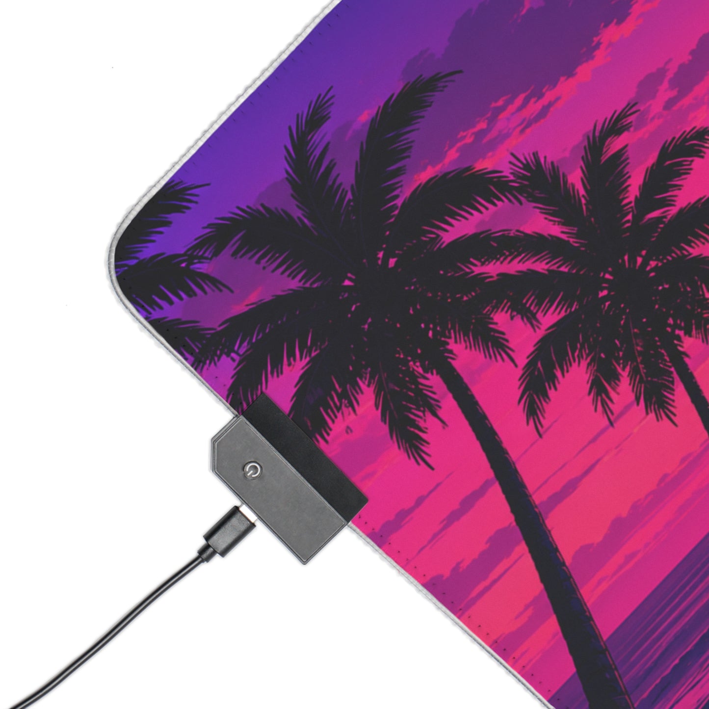 Vice City Sunset Retro Gaming Mouse Pad – Extended RGB Desk Mat, Synthwave Cyberpunk Supercar Aesthetics, Large Desk Pad