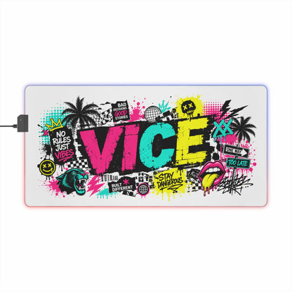 Vice City Streetwear Graffiti Gaming Mouse Pad – Extended RGB Desk Mat, Urban Street Art Gamer Setup, Cyberpunk Large Mousepad